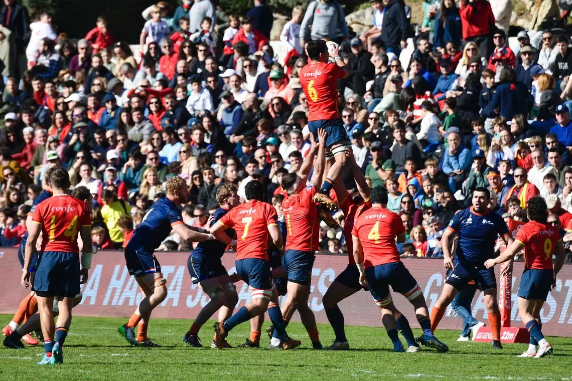 Spain (in red) reached the semi-finals of the European championship to seal a place in the 2027 Rugby World Cup. 