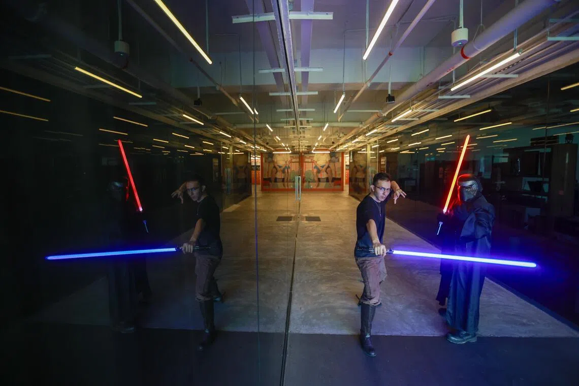 Lightsaber duelling is a routine activity at *Scape.