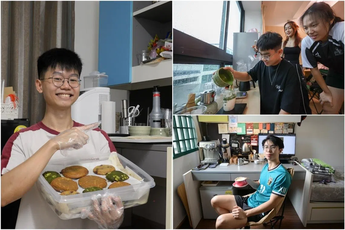 (Clockwise from left) 1.1mol founder Yen Ming Jun, Matcha-ryou founders Brendan Tan, Ang Yu Han and Jade Teo and 12 Cups Cafe founder Low Dong Xuan.