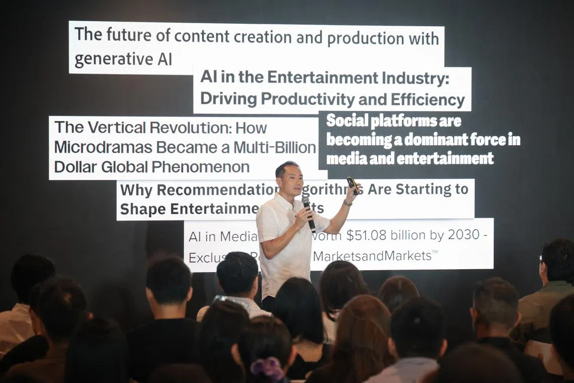 Senior Minister of State for Digital Development and Information Tan Kiat How at the launch of the four-year Content and Capability Development programme on June 18.