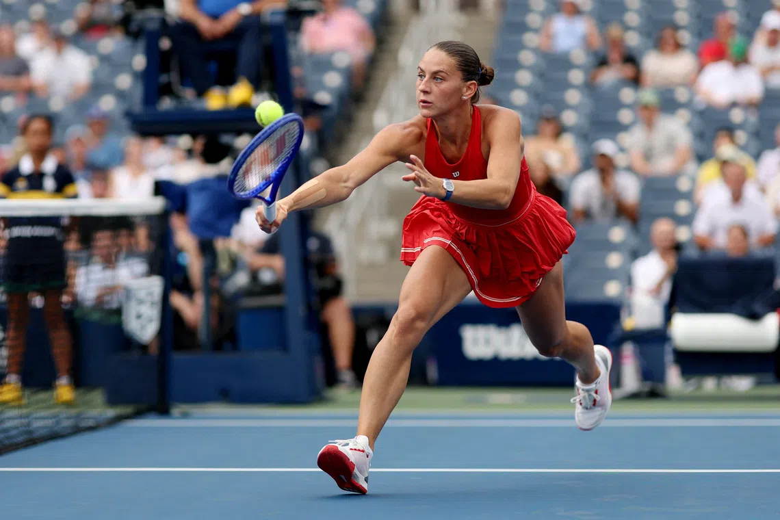Tennis - U.S. Open - Flushing Meadows, New York, United States - August 30, 2026 Ukraine's Marta Kostyuk in action during her first round match against Australia's Storm Hunter. IMAGN IMAGES via REUTERS/Geoff Burke