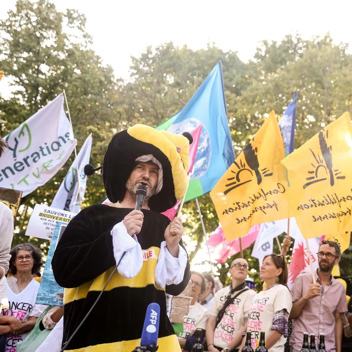 A demonstration near the French National Assembly in Paris on July 20, ahead of a vote on an emergency agriculture bill.