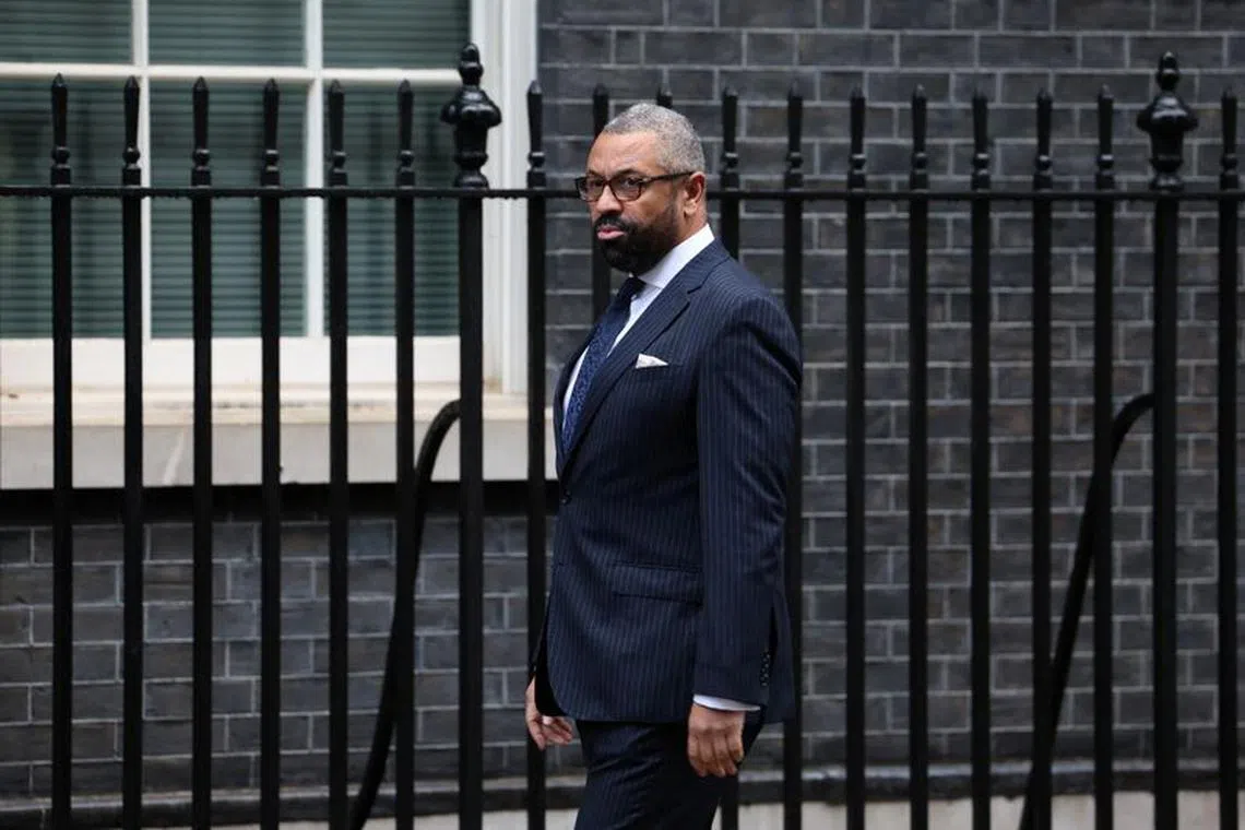 Britain's Foreign Secretary James Cleverly walks outside 10 Downing Street in London, Britain November 13, 2023. REUTERS/Suzanne Plunkett