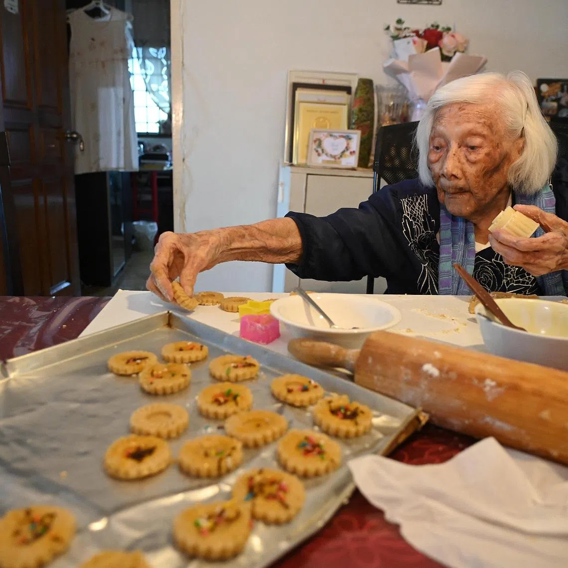 Pictured here is Madam Loh Cheong Tai ,105. at her HDB Bedok flat . Story on healthy centenarians and their secret to longevity