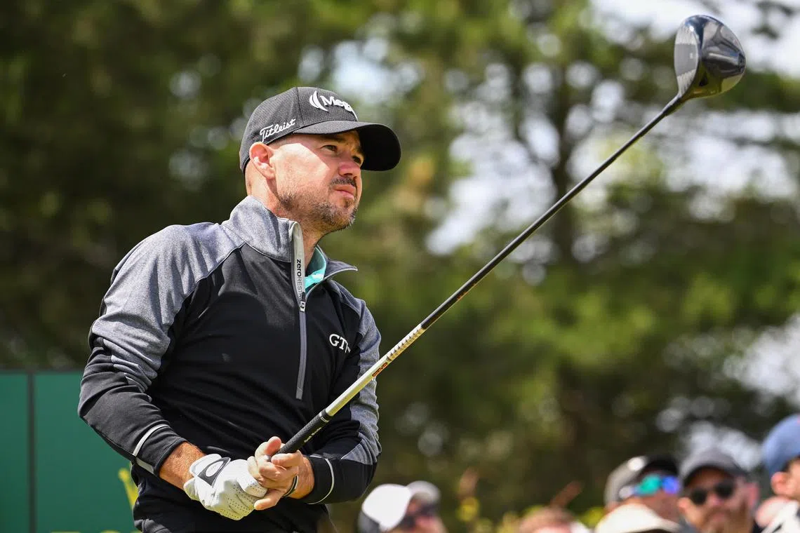 American golfer Brian Harman playing the 18th hole during the second round of the British Open at Royal Liverpool Golf Club in Hoylake.