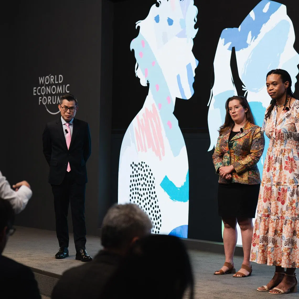 The Straits Times’ editor Jaime Ho (left) with Dr Emma Lawrance (centre) and Dr Pamela Collins at a session at the Annual Meeting of the New Champions 2024 in Dalian, China, on June 26.
