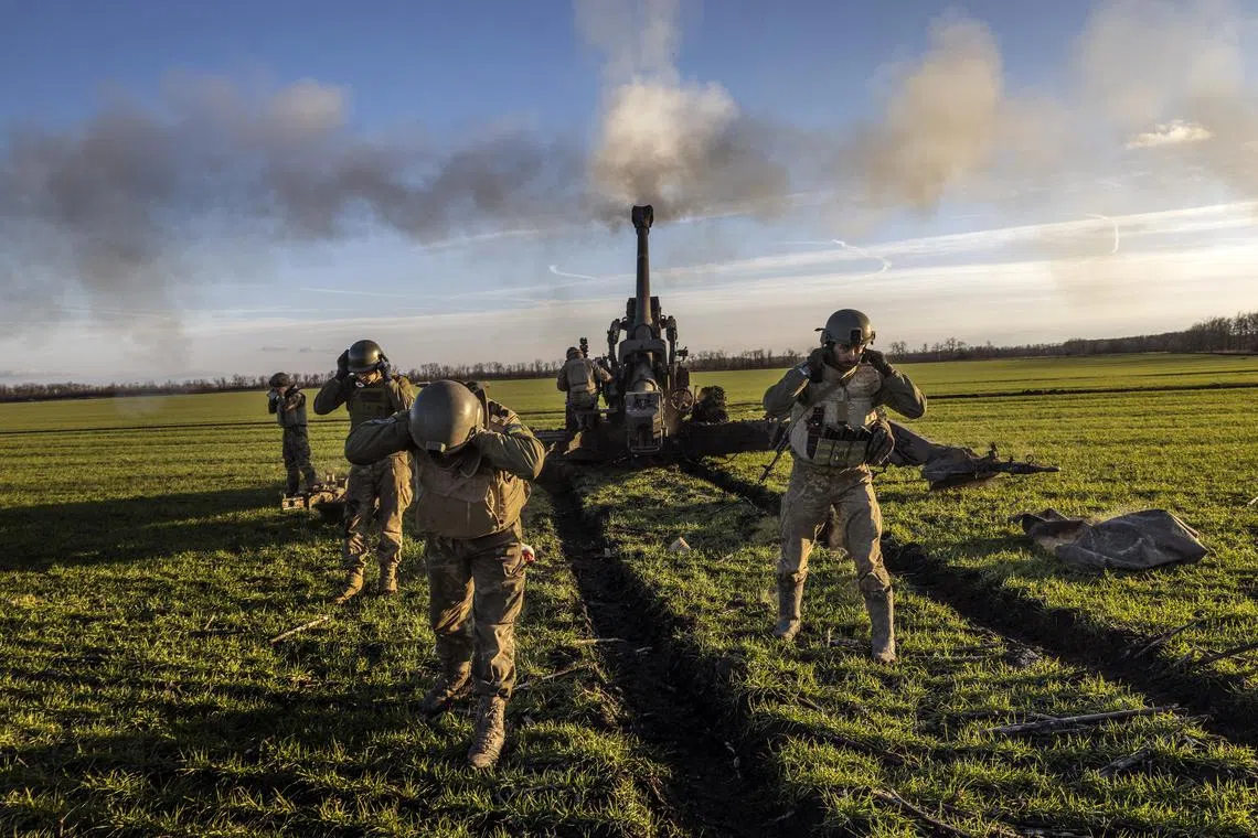 A Ukrainian artillery brigade with a 155mm howitzer in the Zaporizhzhia region of Ukraine.