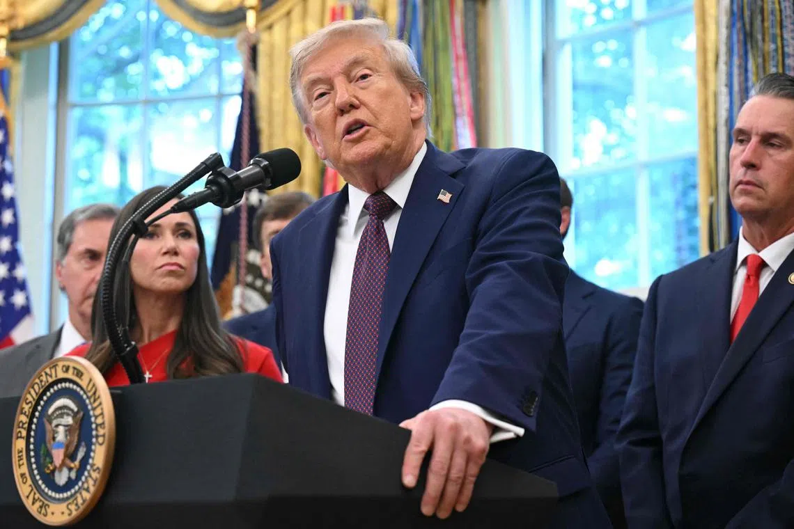 US President Donald Trump speaking in the Oval Office of the White House on Sept 2.