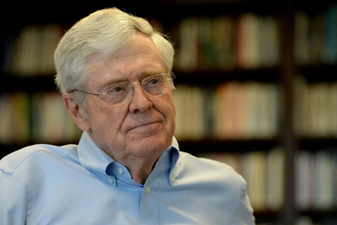 FILE PHOTO: Billionaire Charles Koch poses for a portrait in Wichita, Kansas, U.S., April 21, 2015. Robert Deutsch/USA TODAY NETWORK via REUTERS/File Photo