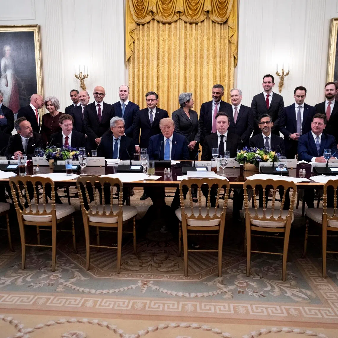 Some of the biggest proponents of aggressive regulation – including Dario Amodei of Anthropic – were relegated to the far reaches of the table.