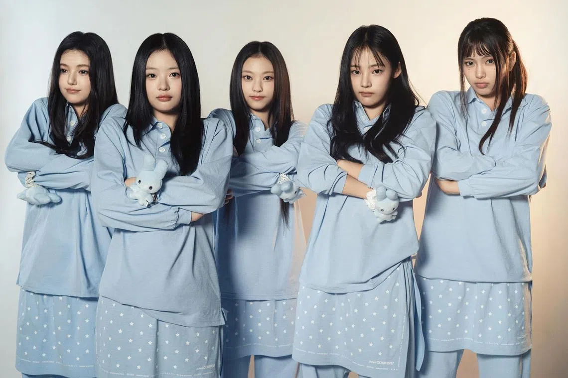 K-pop girl group NewJeans (from left: Danielle, Hanni, Haerin, Minji and Hyein) have been embroiled in a legal dispute with Ador over their exclusive contract since November 2024. 