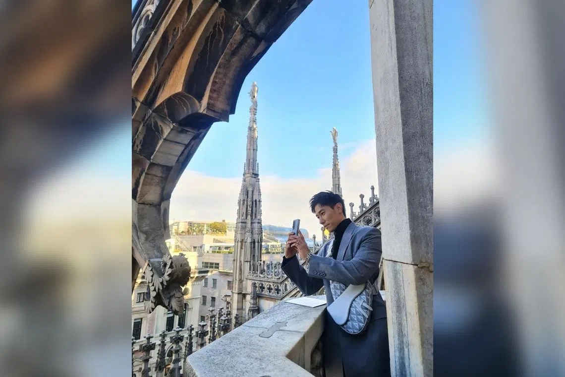 Actor Desmond Tan at the Milan Cathedral in Italy, where he is on holiday with his wife.