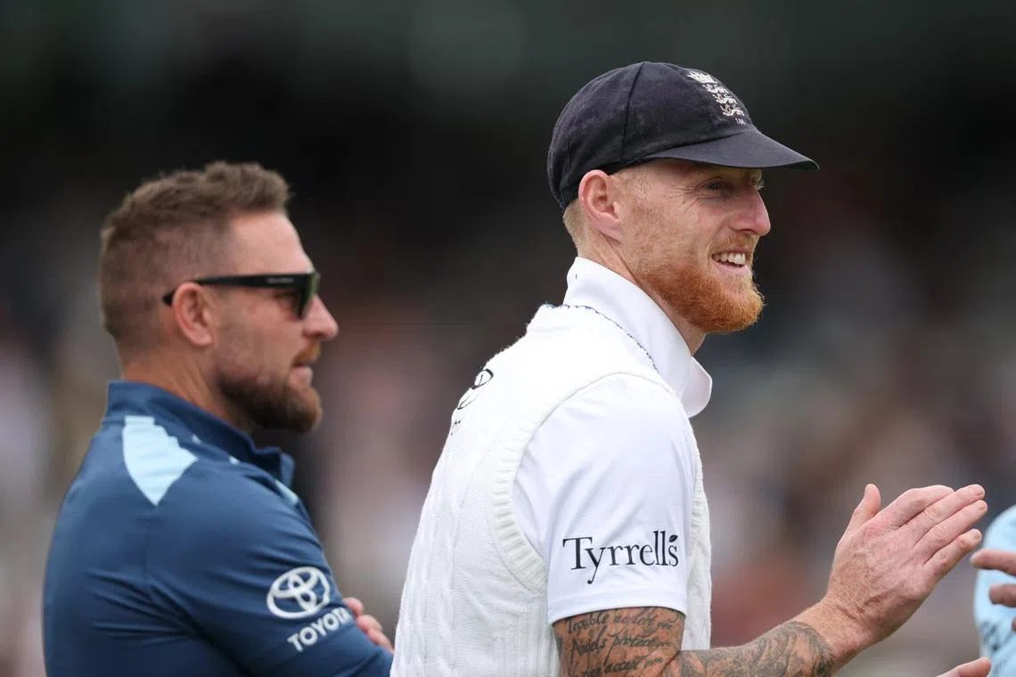 Cricket - England v New Zealand - First Test - Lord's Cricket Ground, London, Britain - June 7, 2026 England's Ben Stokes with head coach Brendon McCullum after the match Action Images via Reuters/Andrew Boyers
