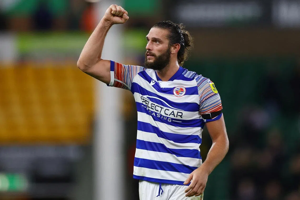 FILE PHOTO: Soccer Football - Championship - Norwich City v Reading - Carrow Road, Norwich, Britain - December 30, 2022  Reading's Andy Carroll celebrates after the match. Action Images/Matthew Childs/File Photo