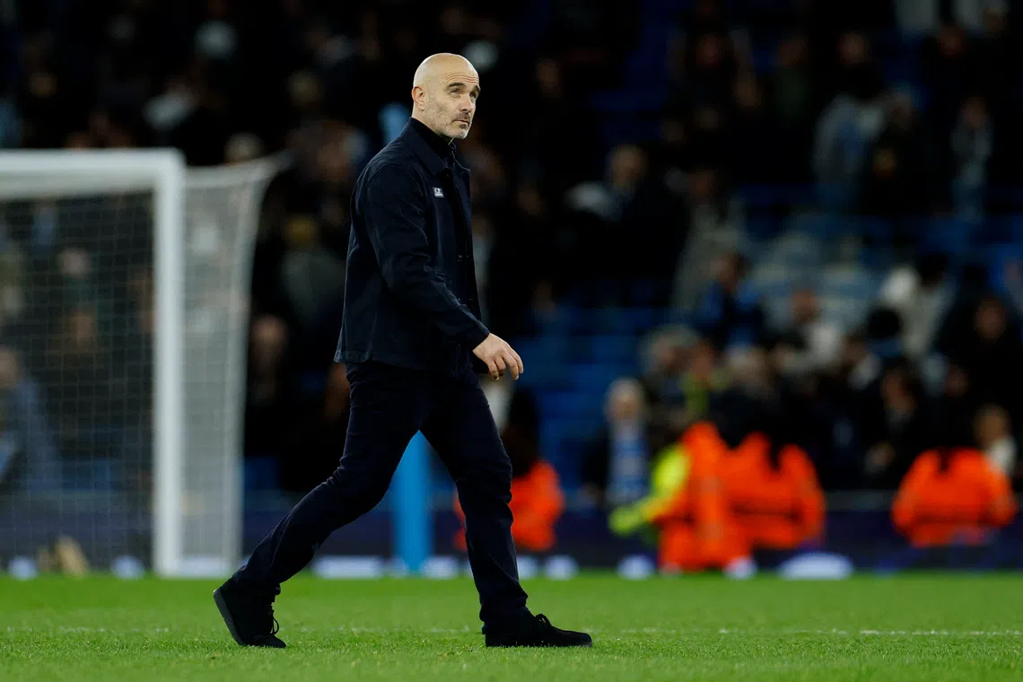 Soccer Football - UEFA Champions League - Manchester City v Paris St Germain - Etihad Stadium, Manchester, Britain - October 14, 2026 Manchester City manager Enzo Maresca looks dejected after the match Action Images via Reuters/Jason Cairnduff