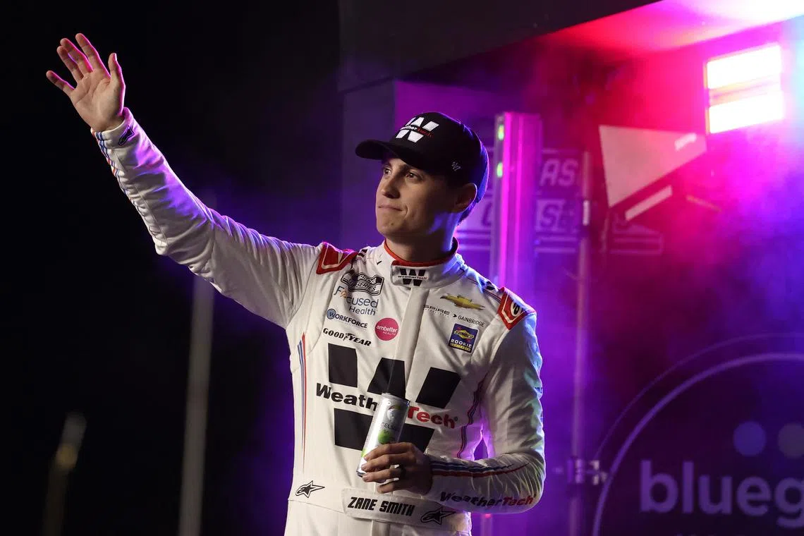 FILE PHOTO: Feb 15, 2024; Daytona Beach, Florida, USA; NASCAR Cup Series driver Zane Smith (71) before the Bluegreen Vacations Duel 1 at Daytona International Speedway. Mandatory Credit: Peter Casey-USA TODAY Sports