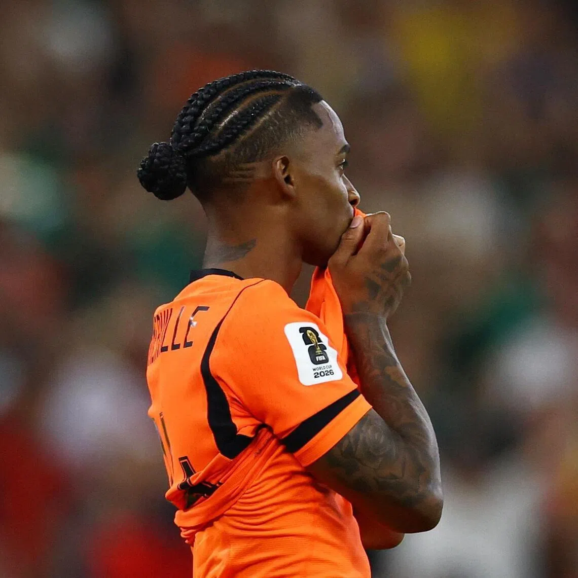 Soccer Football - FIFA World Cup 2026 - Round of 32 - Netherlands v Morocco - Estadio Monterrey, Monterrey, Mexico - June 29, 2026
Netherlands' Crysencio Summerville reacts as he has his penalty saved by Morocco's Yassine Bounou during a penalty shootout REUTERS/Daniel Becerril