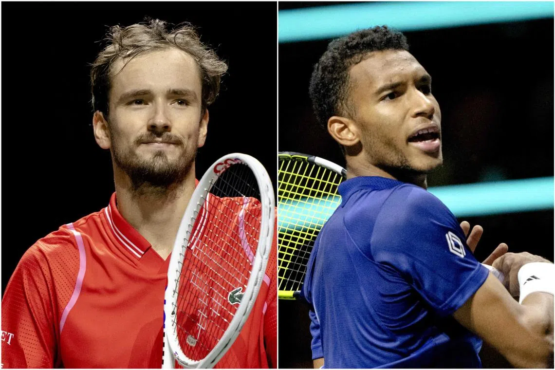Daniil Medvedev (left) celebrating his victory over Rotterdam defending champion  Felix Auger-Aliassime on Friday. 