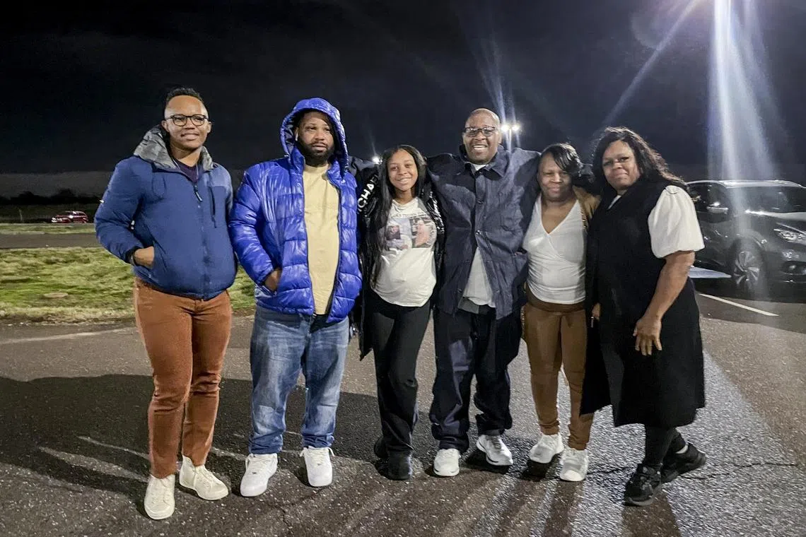 A photo provided by Marg Maguire shows Ronald Johnson, third from right, with his family in Philadelphia. Johnson, who had spent more than three decades behind bars, was freed on Monday, March 5, 2024, after a Philadelphia judge vacated his sentence and reversed his conviction, officials said. (Marg Maguire via The New York Times) -- NO SALES; FOR EDITORIAL USE ONLY WITH NYT STORY SLUGGED PA WRONGFUL CONVICTION BY AIMEE ORTIZ FOR MARCH 5, 2024. ALL OTHER USE PROHIBITED. --