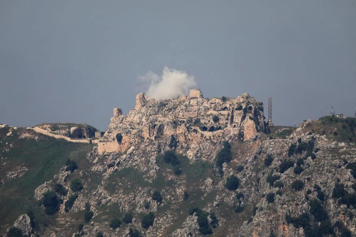 Smoke rises from Beaufort Castle following strikes in Southern Lebanon on May 27. 