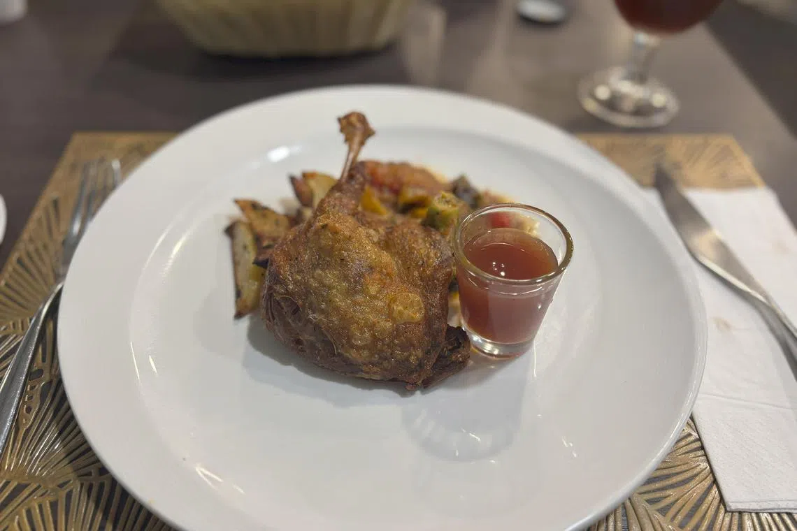 ayyreview - Duck confit at Shatec's The Sapling training restaurant.

File name: IMG_8729
Credit: Dillon Loh