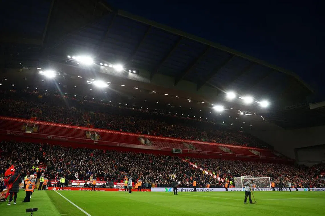 Soccer Football - Premier League - Liverpool v Manchester United - Anfield, Liverpool, Britain - December 17, 2023 General view of fans in the stands before the match REUTERS/Molly Darlington/ File Photo