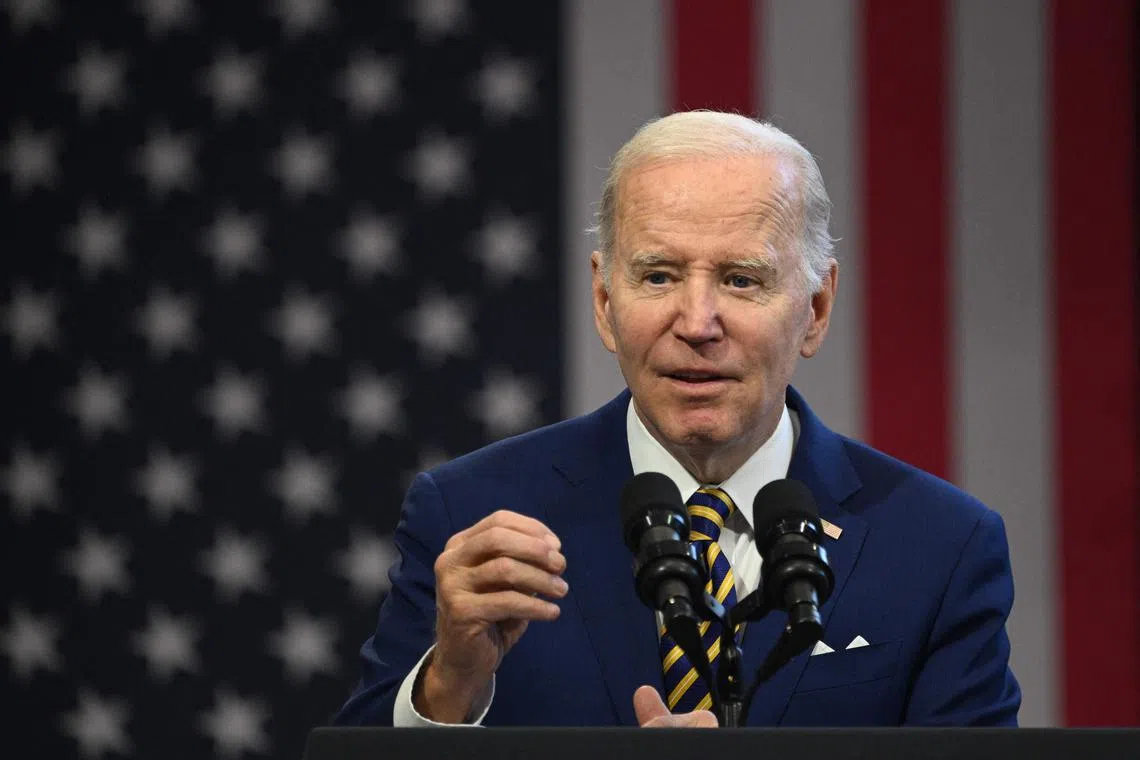 US President Joe Biden speaks about the economy in Maryland, on Feb 15, 2023.