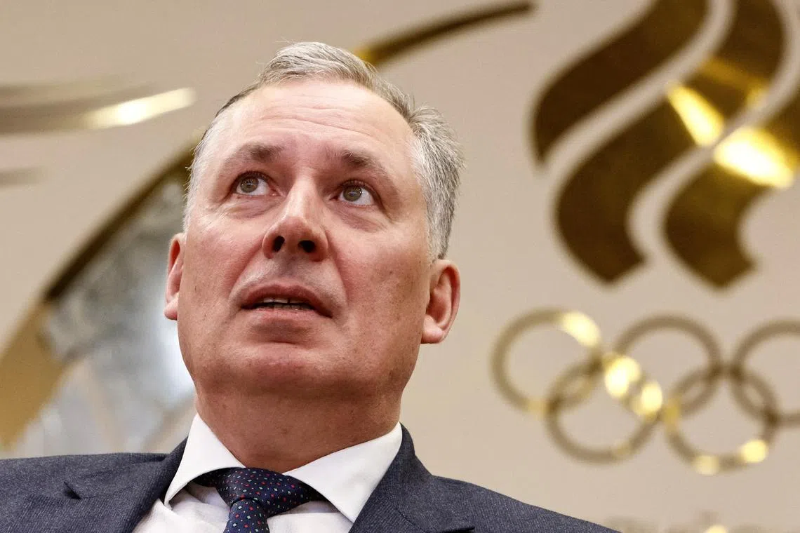 FILE PHOTO: President of the Russian Olympic Committee Stanislav Pozdnyakov attends a state awards ceremony at the Committee's headquarters in Moscow, Russia April 6, 2023. REUTERS/Maxim Shemetov/File Photo