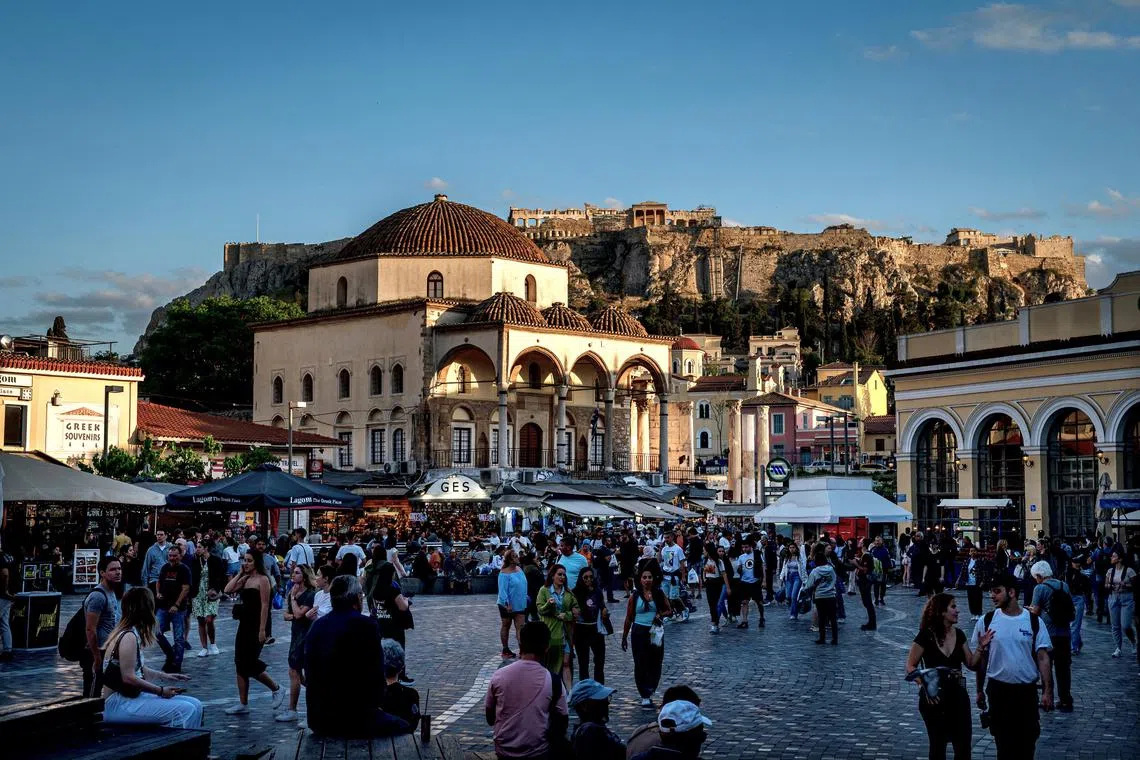 Monastiraki Square in Athens, Greece on April 18, 2024. Greece is one of the last countries in Europe to offer a golden visa program. (Hilary Swift/The New York Times)