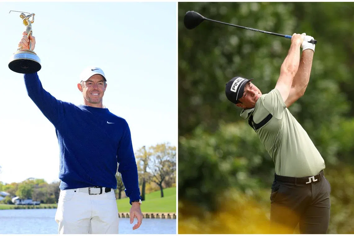 Rory McIlroy (left) and Viktor Hovland share a combined 35 PGA Tour victories and four FedExCup titles between them.