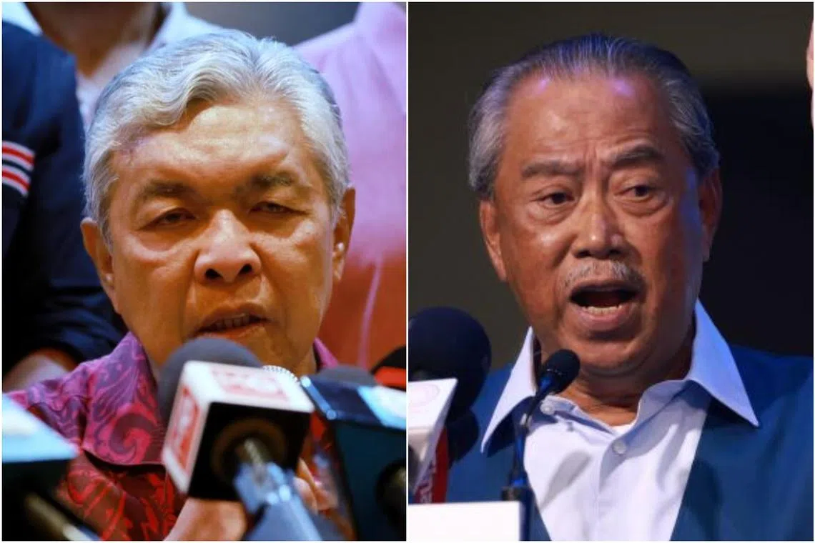 Datuk Seri Zahid Hamidi (left) said Tan Sri Muhyiddin Yassin is unable to accept the fact that he failed to become prime minister and form the government.
