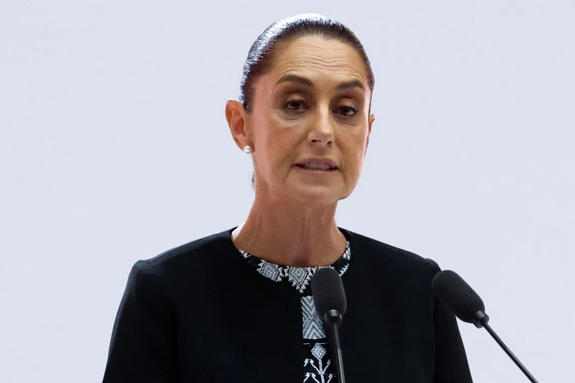 FILE PHOTO: Mexican President Claudia Sheinbaum delivers her first State of the Union address at National Palace, in Mexico City, Mexico, September 1, 2025. REUTERS/Henry Romero/ File Photo
