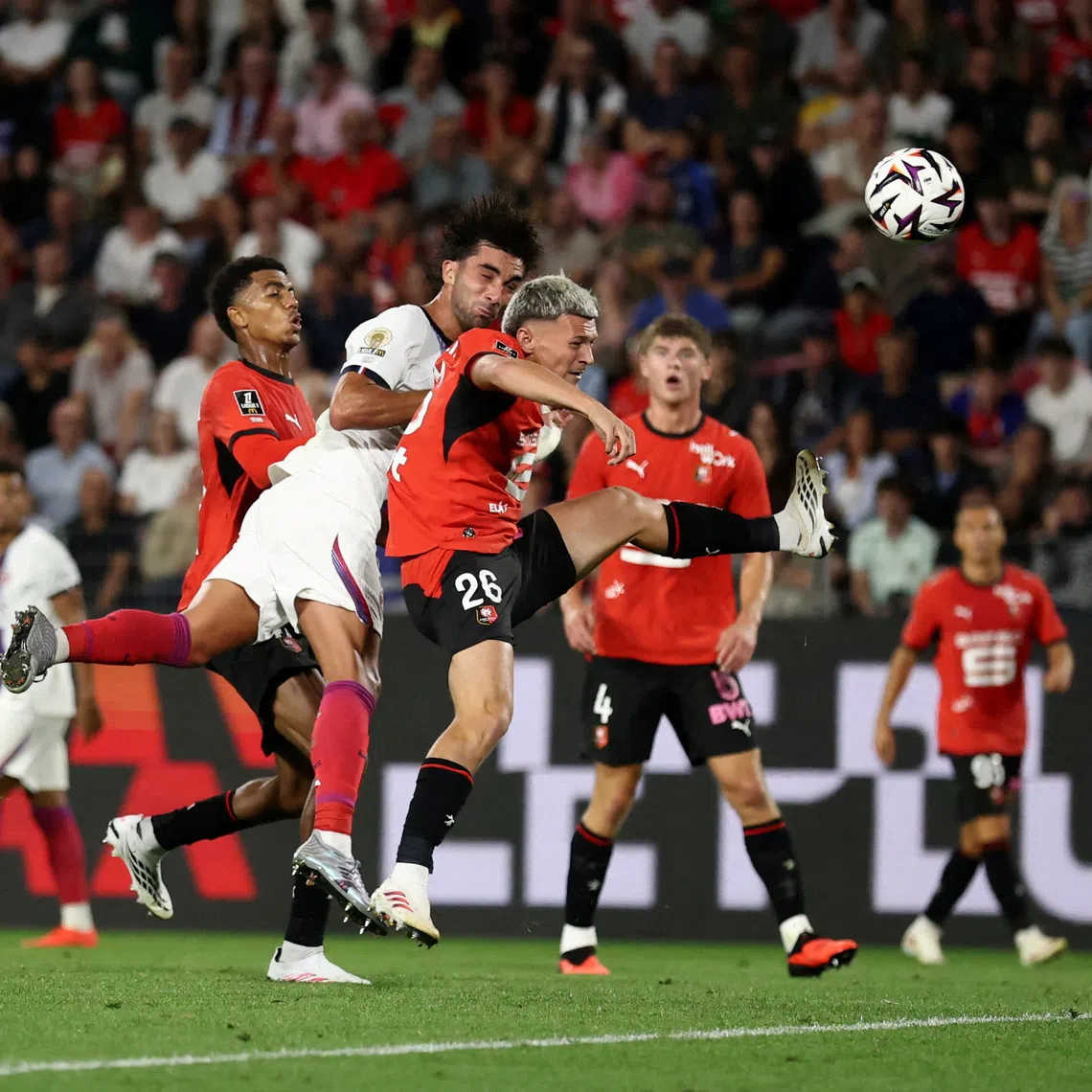 Soccer Football - Ligue 1 - Stade Rennes v Paris St Germain - Roazhon Park, Rennes, France - August 23, 2026 Paris St Germain's Ferran Torres scores their second goal REUTERS/Stephane Mahe