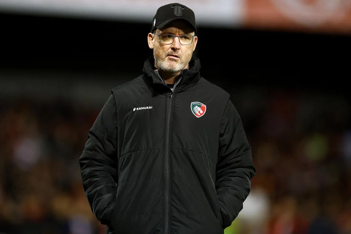 FILE PHOTO: ugby Union - Premiership Rugby Cup Final - Gloucester Rugby v Leicester Tigers - Kingsholm Stadium, Gloucester, Britain - March 15, 2024 Leicester Tigers head coach Dan McKellar before the match Action Images/John Sibley/File Photo