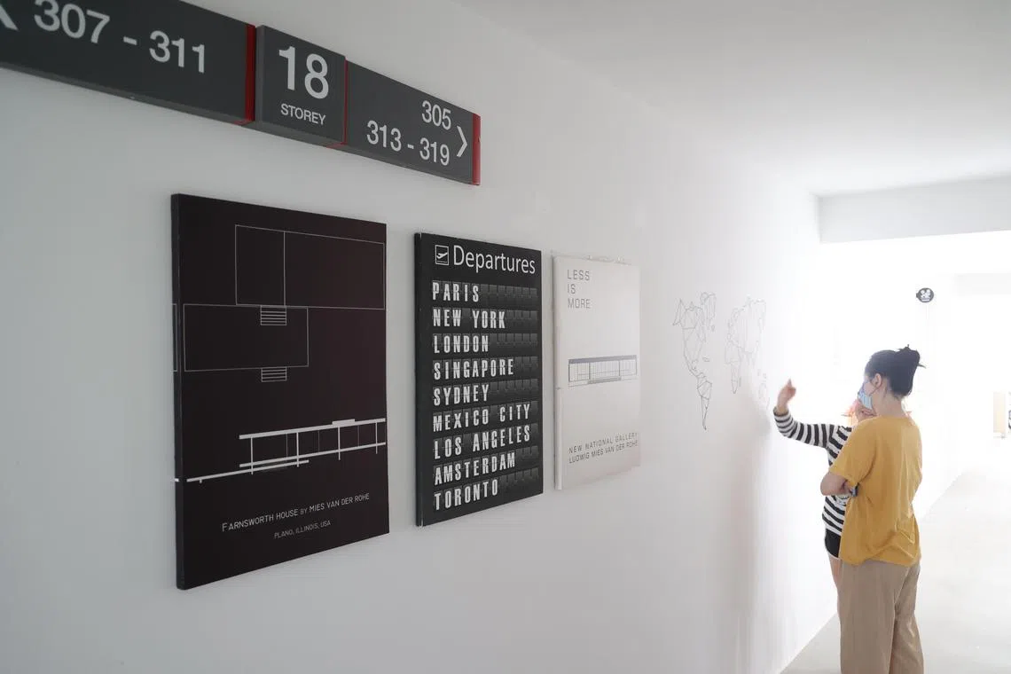 Ms San said the decals were temporary stickers and the artworks were attached onto the corridor’s wall using removable nano tape. 