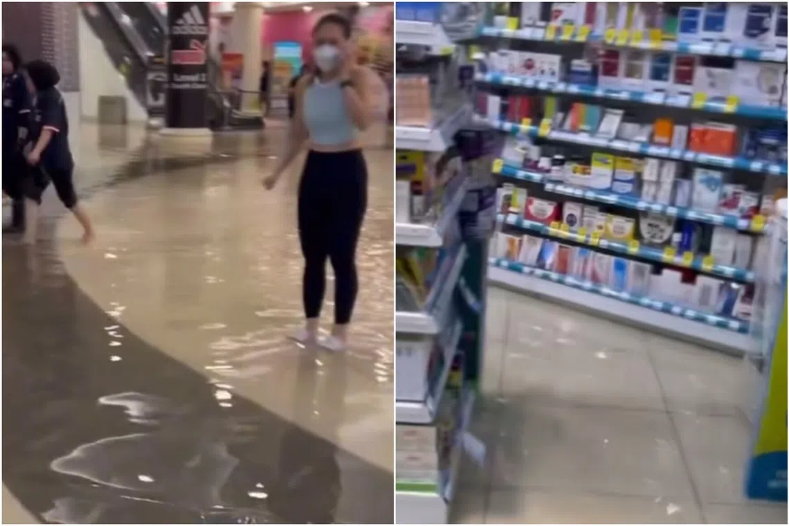 The mall's management said the water entered the mall and affected "some areas" on Level 1.