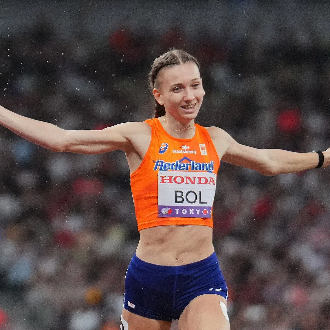 World Athletics Championships Tokyo 2025 - Women's 4 x 400m Relay Final - Japan National Stadium, Tokyo, Japan - September 21, 2025 Netherlands's Femke Bol celebrate after winning the bronze medal REUTERS/Sarah Meyssonnier