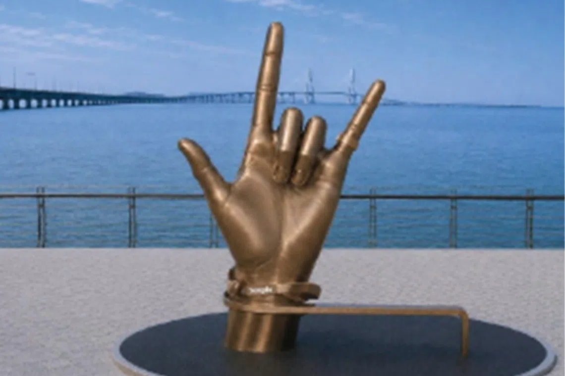 Giant hand sculpture in Incheon, South Korea, draws complaints for looking ‘offensive’