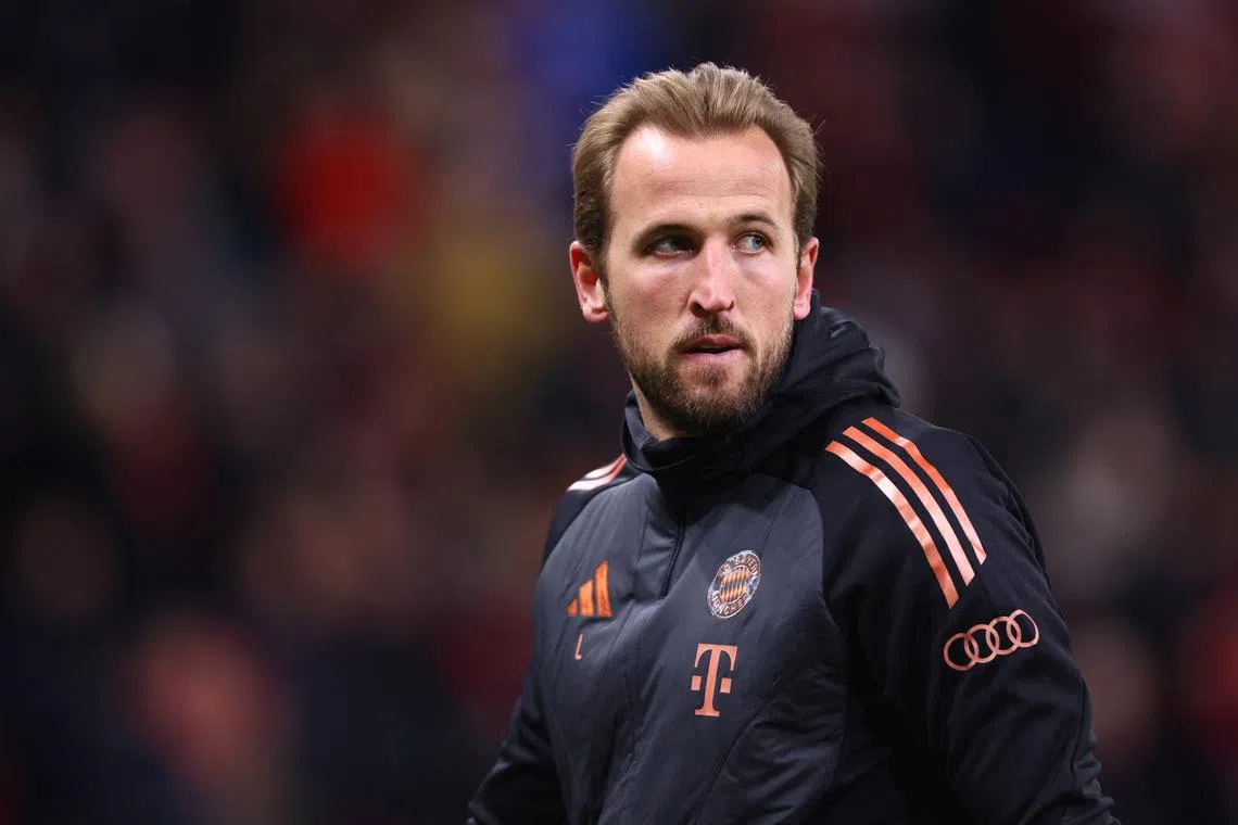 FILE PHOTO: Soccer Football - Bundesliga - Bayer Leverkusen v Bayern Munich - BayArena, Leverkusen, Germany - February 15, 2025 Bayern Munich's Harry Kane during the warm up before the match REUTERS/Thilo Schmuelgen/File Photo