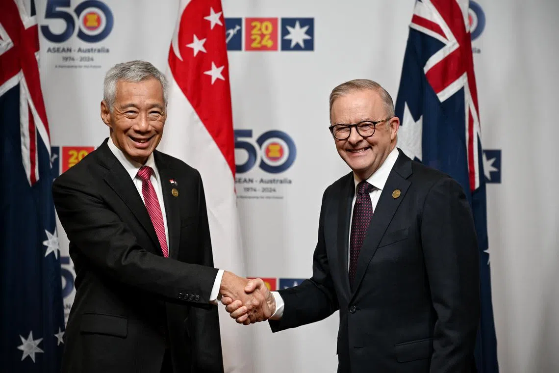 Prime Minister Lee Hsien Loong (left) and Australian Prime Minister Anthony Albanese agree to collaborate across a wide range of sectors, such renewable energy and AI.