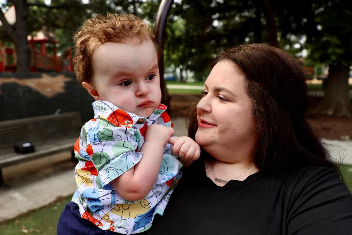 Elizabeth Kutschke spends time at the park with her 2-year-old son, Ben, who was diagnosed with spinal muscular atrophy.