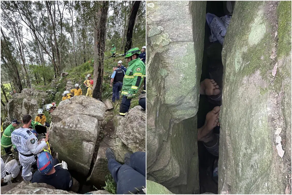 Rescuers had to winch a 500kg rock to free Australian hiker Matilda Campbell from a crevice between two boulders.