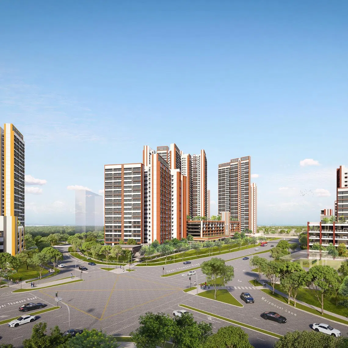 An artist’s impression of the three BTO projects in Lakeview and Shunfu in Singapore.