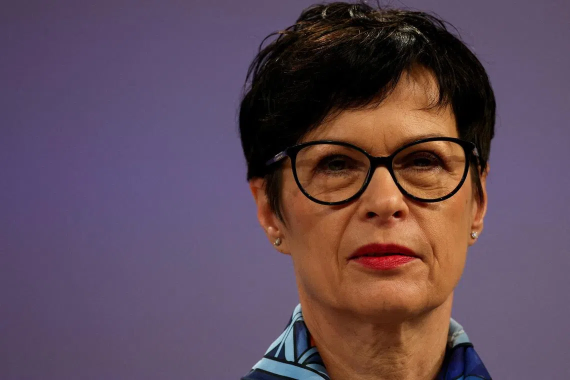 FILE PHOTO: European Commissioner for Enlargement Marta Kos holds a press conference to present the loan to support Ukraine's financial needs for 2026 and 2027 in Brussels, Belgium January 14, 2026. REUTERS/Omar Havana/File Photo