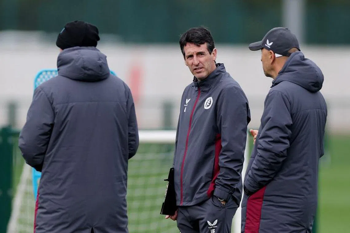 Soccer Football - Europa Conference League - Aston Villa Training - Bodymoor Heath Training Centre, Bodymoor Heath, Britain - October 25, 2023 Aston Villa manager Unai Emery during training Action Images via Reuters/Paul Childs/File Photo