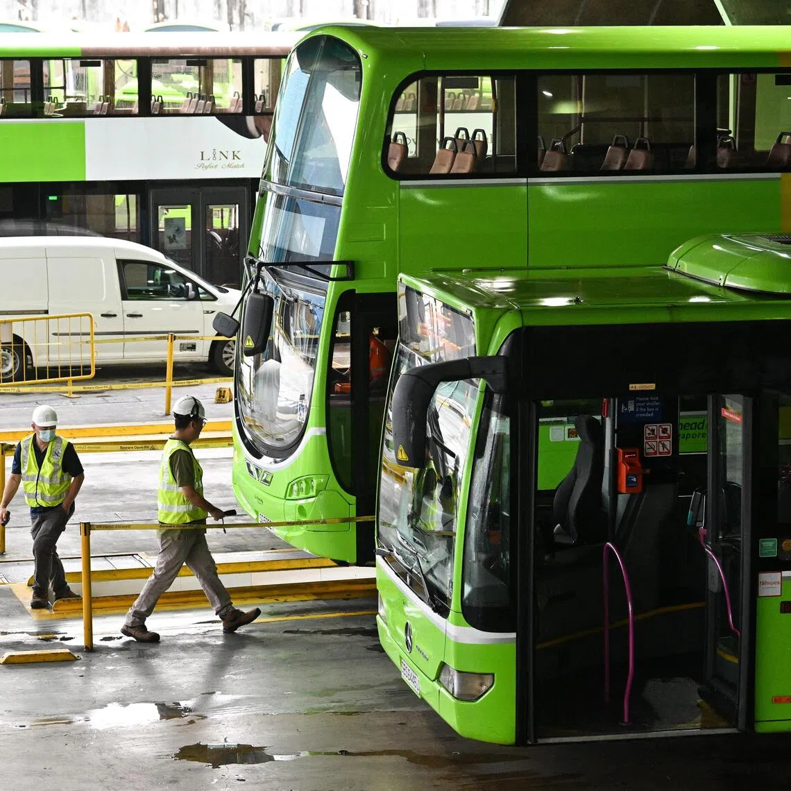 ST20230321-202373577289-Lim Yaohui-pixgeneric/
Go-Ahead Singapore buses at Loyang Bus Depot on Mar 21, 2023.
Go-Ahead Singapore is a leading local public transport operator and subsidiary of the Go-Ahead Group, a UK transport provider which enables more than one billion journeys a year.
It has 31 services, based at Loyang Bus Depot, serving Punggol Bus Interchange and Pasir Ris Bus Interchange. There are more than 1000 employees, including bus captains, technicial specialists, service controllers, traffic inspectors and corporate staff.
(ST PHOTO: LIM YAOHUI)