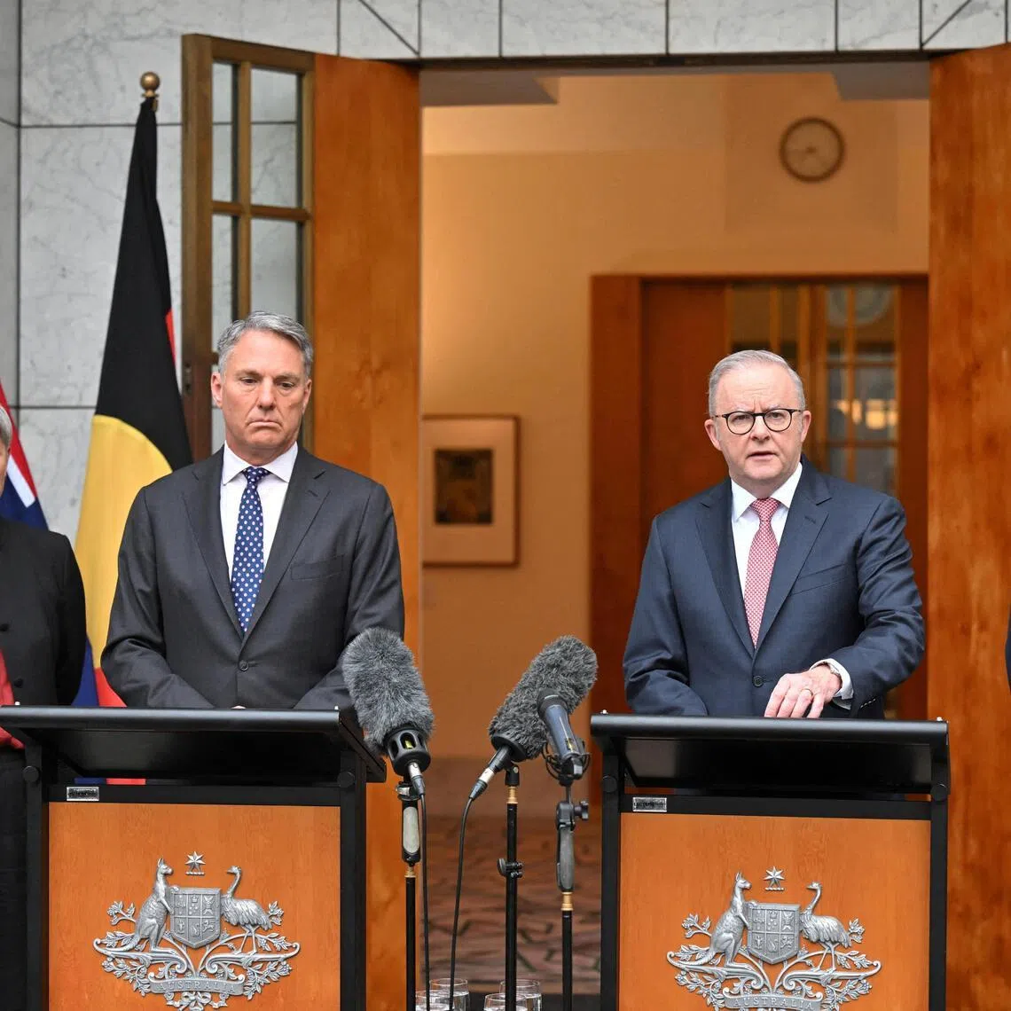 Australia's Minister for Foreign Affairs Penny Wong (far left), seen here with  Deputy Prime Minister Richard Marles, Prime Minister Anthony Albanese and Minister for Climate Change Chris Bowen on March 10, 2026. 