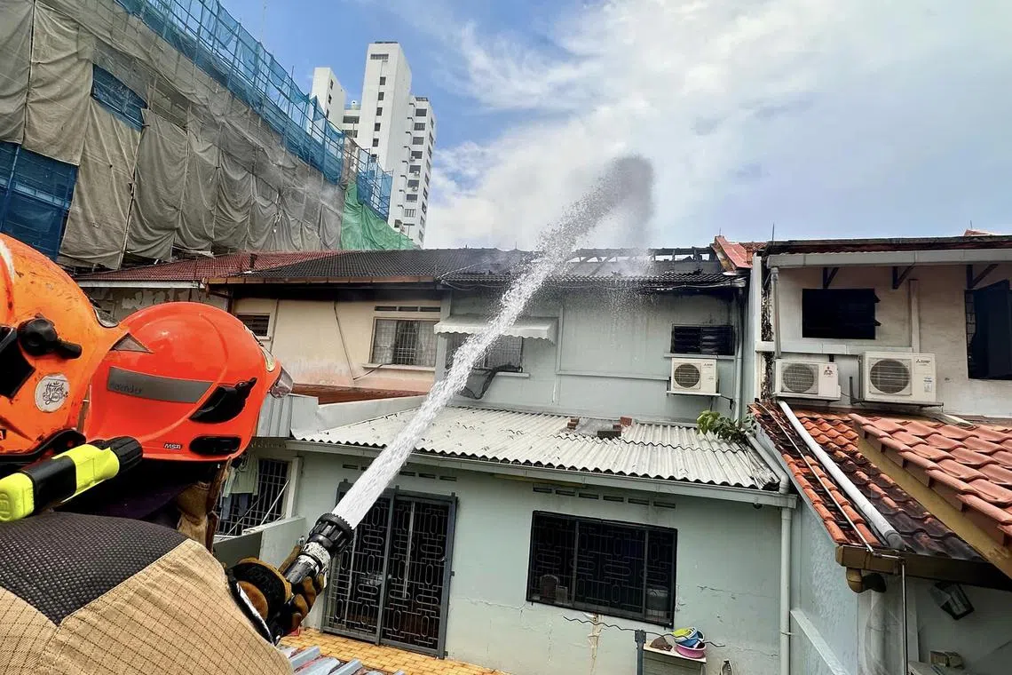 Firefighters used seven water jets at the height of the operation, said the Singapore Civil Defence Force.