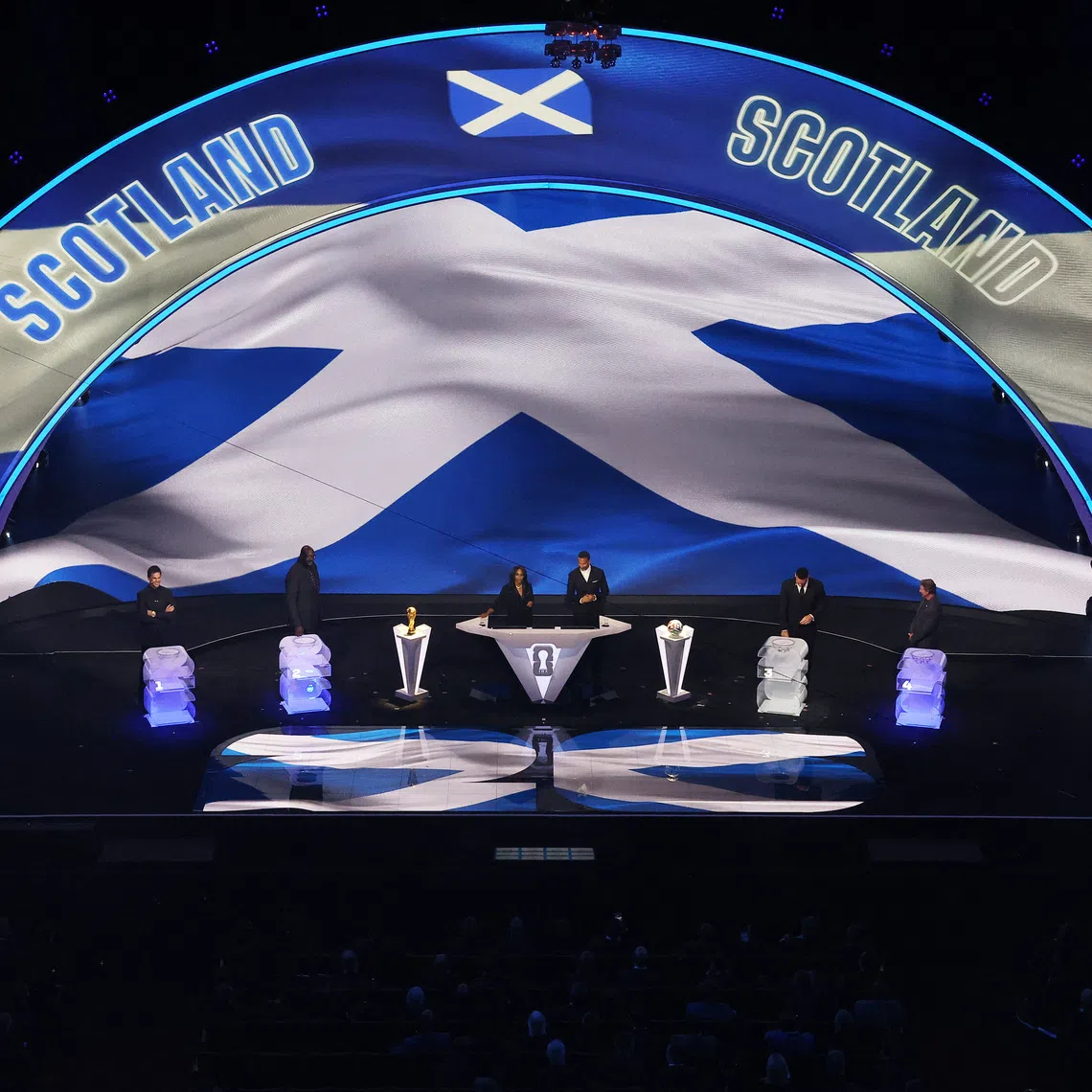 Soccer Football - FIFA World Cup 2026 - FIFA World Cup 2026 Draw - John F. Kennedy Center for the Performing Arts, Washington, D.C., U.S. - December 5, 2025 General view as Draw Assistant Aaron Judge draws Scotland during the FIFA World Cup 2026 draw. REUTERS/Carlos Barria