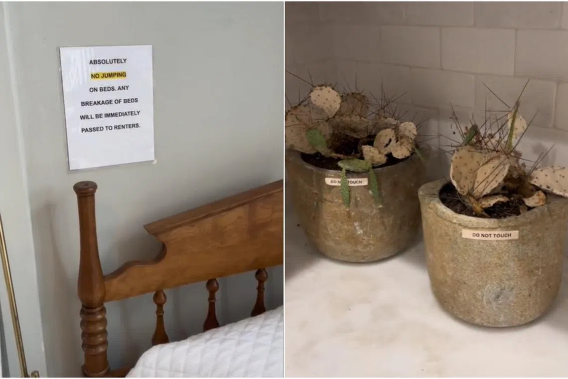 In a Tiktok video she posted on June 27, Ms Becky Levin points out several items marked with signs.
